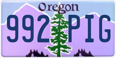 OR license plate 992PIG