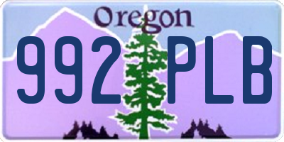 OR license plate 992PLB