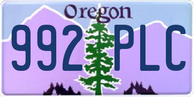 OR license plate 992PLC