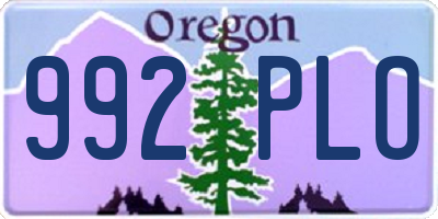 OR license plate 992PLO