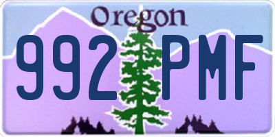 OR license plate 992PMF