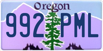 OR license plate 992PML