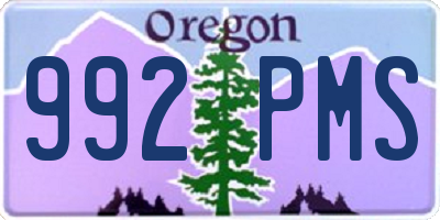 OR license plate 992PMS