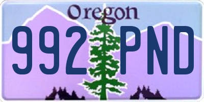 OR license plate 992PND