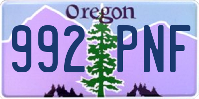 OR license plate 992PNF