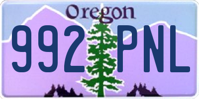 OR license plate 992PNL