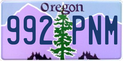 OR license plate 992PNM