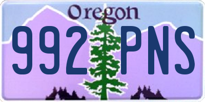 OR license plate 992PNS