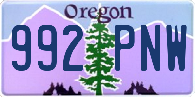 OR license plate 992PNW