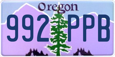 OR license plate 992PPB