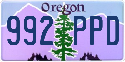 OR license plate 992PPD