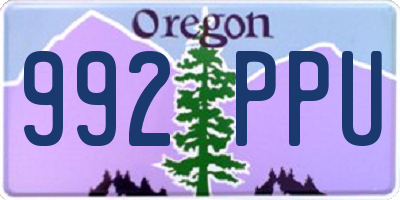 OR license plate 992PPU