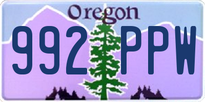 OR license plate 992PPW