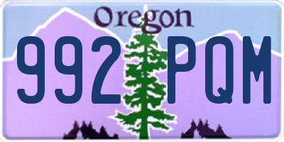 OR license plate 992PQM