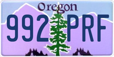 OR license plate 992PRF