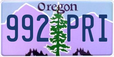OR license plate 992PRI