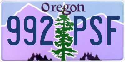 OR license plate 992PSF