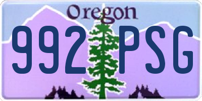 OR license plate 992PSG