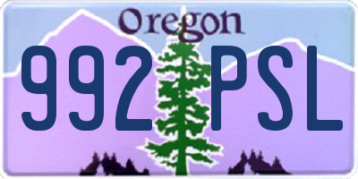 OR license plate 992PSL