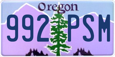 OR license plate 992PSM