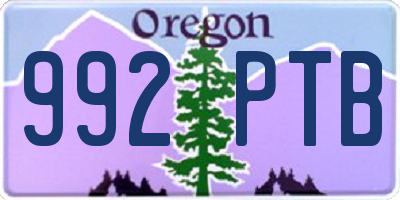 OR license plate 992PTB