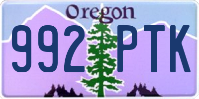 OR license plate 992PTK