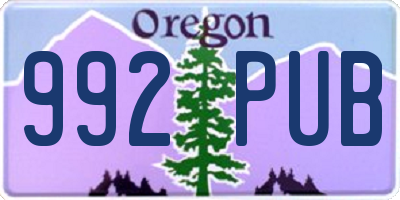 OR license plate 992PUB
