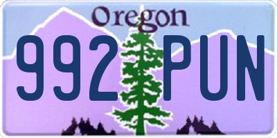 OR license plate 992PUN