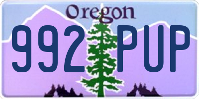 OR license plate 992PUP