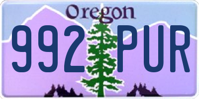 OR license plate 992PUR