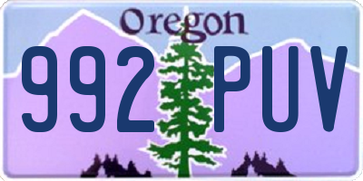 OR license plate 992PUV