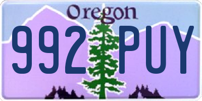 OR license plate 992PUY