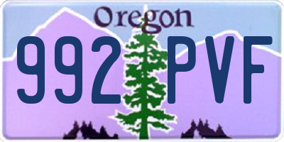 OR license plate 992PVF