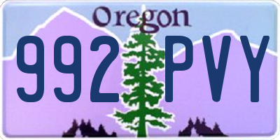 OR license plate 992PVY