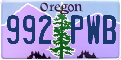 OR license plate 992PWB