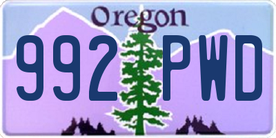 OR license plate 992PWD