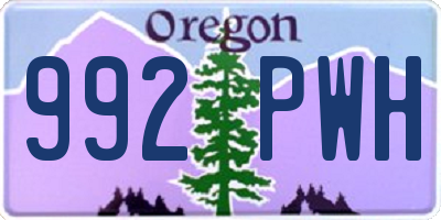 OR license plate 992PWH