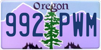 OR license plate 992PWM