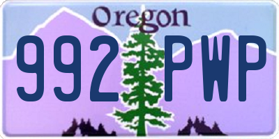 OR license plate 992PWP