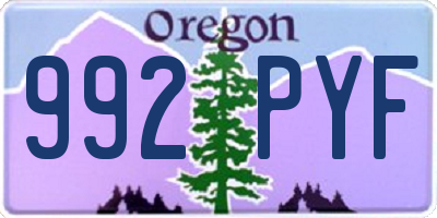 OR license plate 992PYF