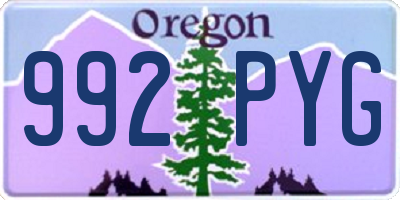 OR license plate 992PYG