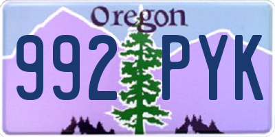 OR license plate 992PYK