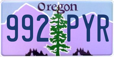 OR license plate 992PYR