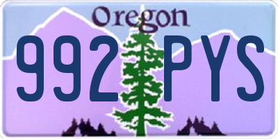 OR license plate 992PYS