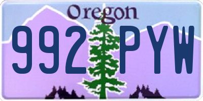 OR license plate 992PYW