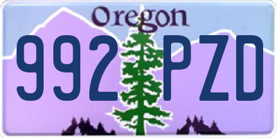 OR license plate 992PZD