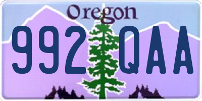 OR license plate 992QAA