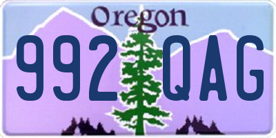 OR license plate 992QAG