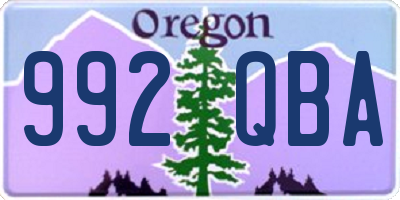 OR license plate 992QBA
