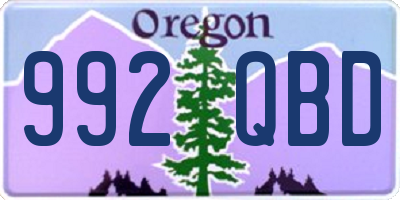 OR license plate 992QBD